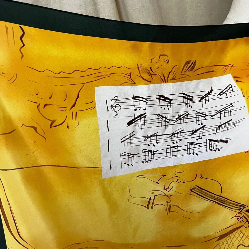 Vintage 1998 Raoul Dufy Art Gallery of Ontario Silk Scarf Yellow Console Violin